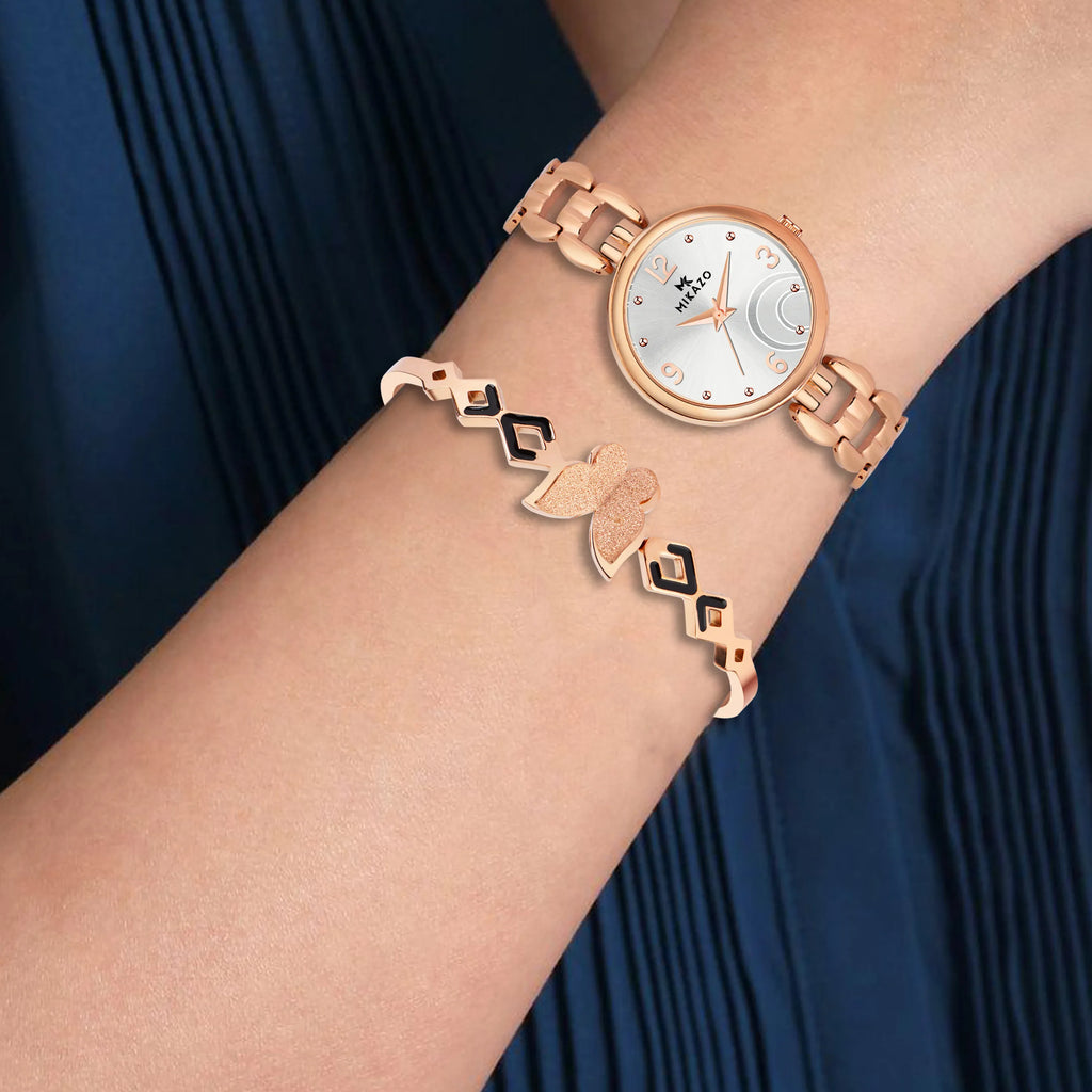 Blush Gold Elegance - Half Moon Silver