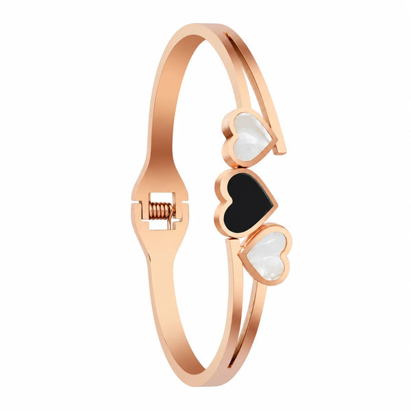 Noir Amour Triple Heart Rose Gold Bracelet