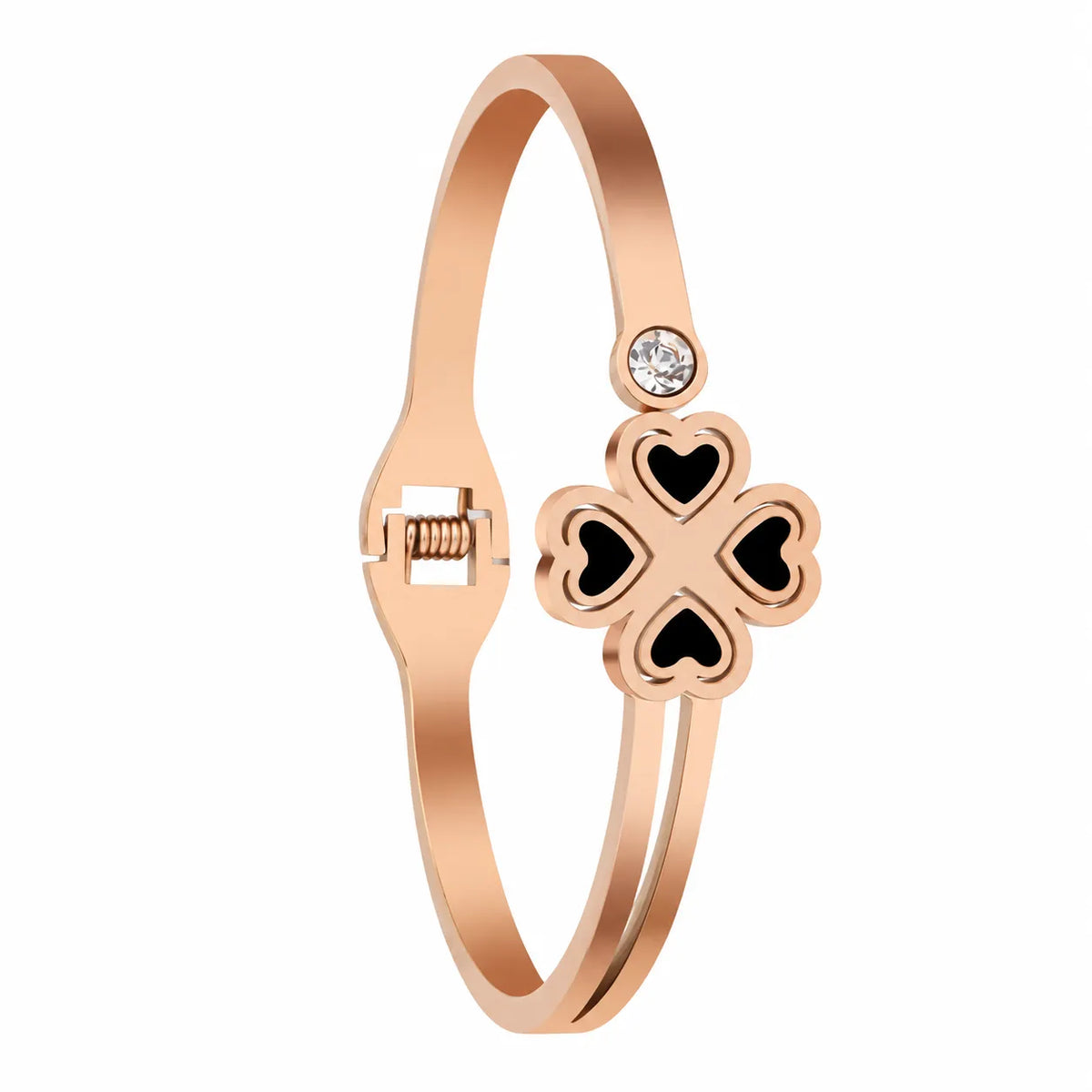 Noir Clover Heart Rose Gold Bracelet