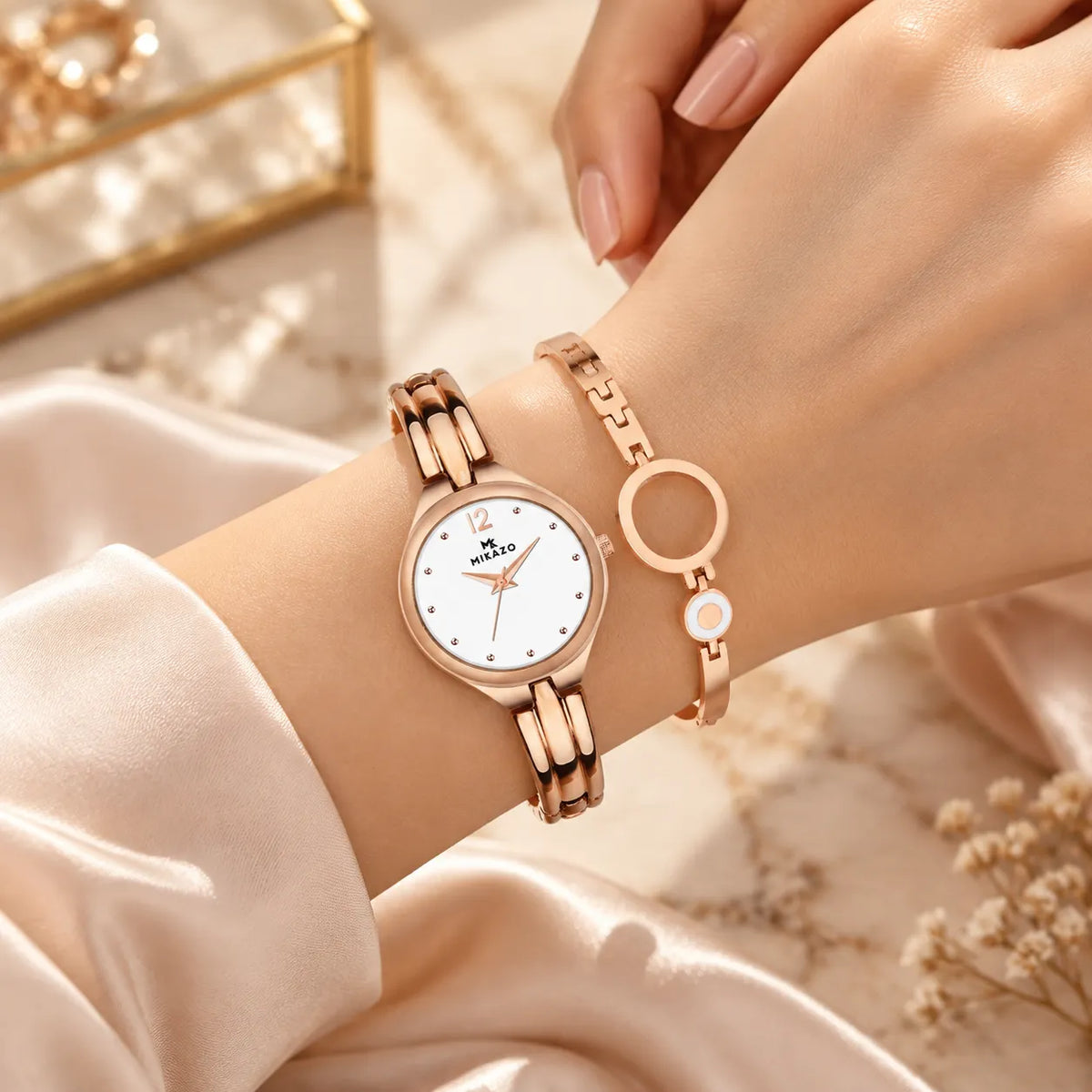 Shimmering Copper Glow - White