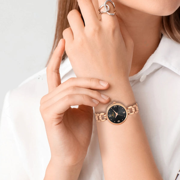 Blush Gold Elegance - Half Moon Black