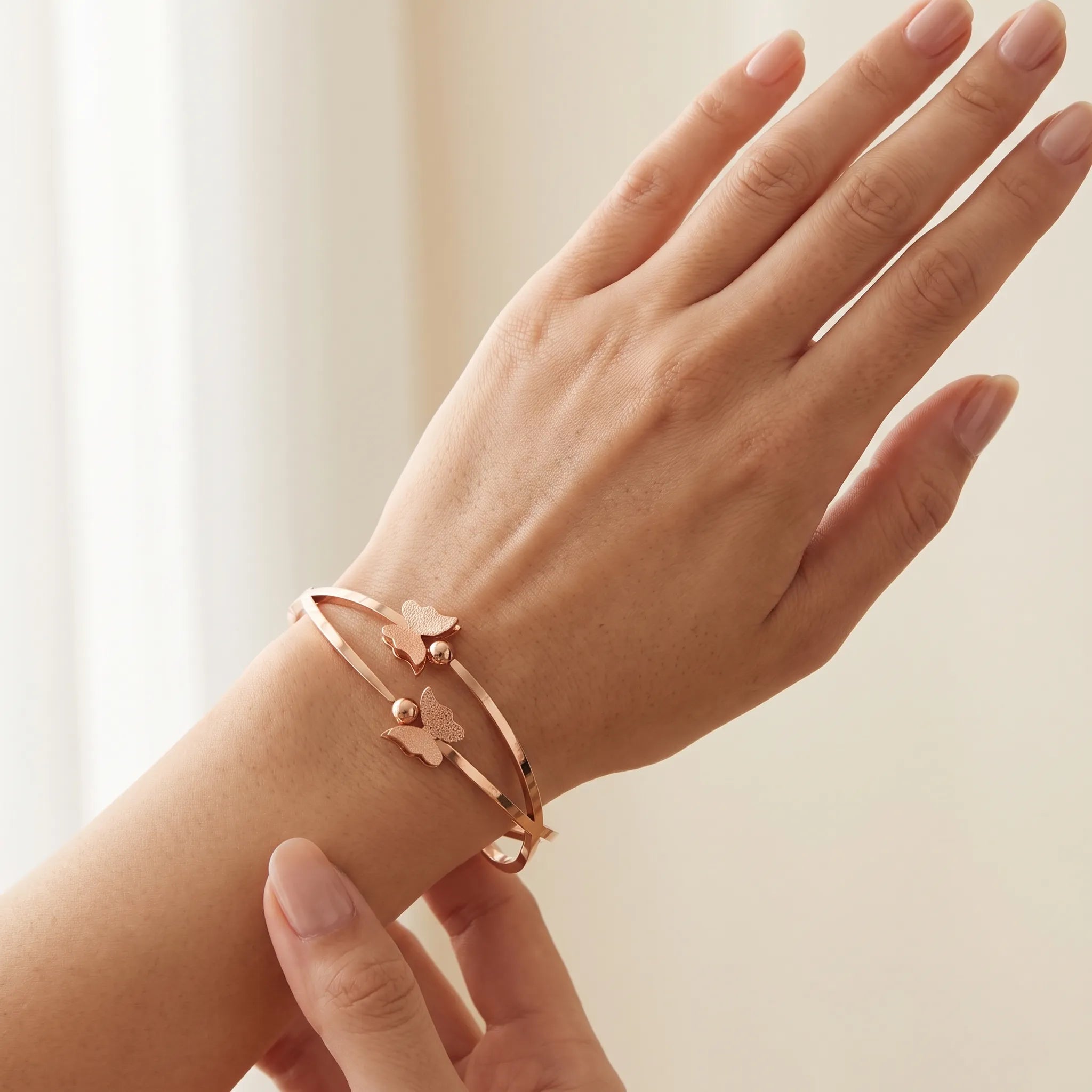 Butterfly Duet Rose Gold Bracelet Secondary image