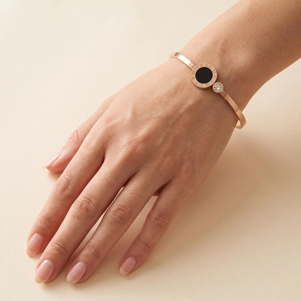 Roman Noir Crystal Rose Gold Bracelet